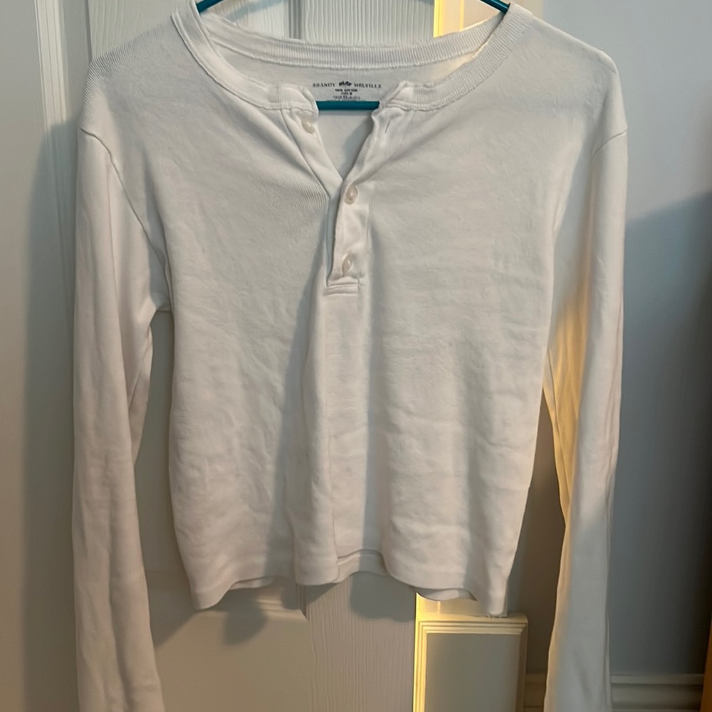 Brandt Melville white half button down shirt